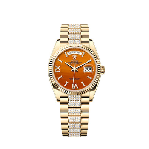 Day-Date 36, 18k Yellow Gold with Diamond-set, 36mm, Ref# 128238-0089