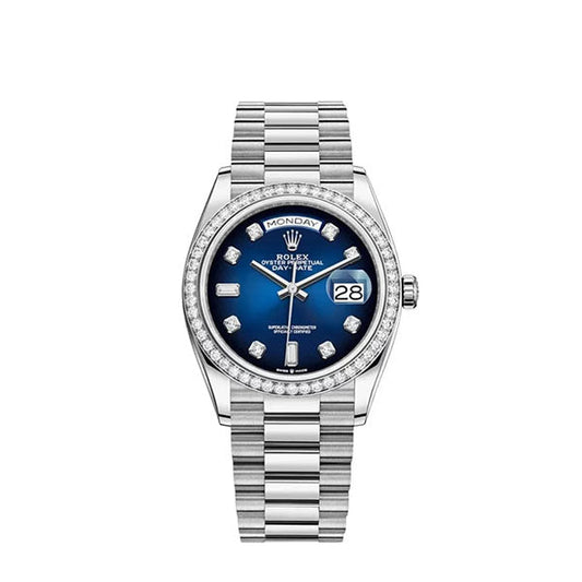 Day-Date Blue Ombre Diamond Dial Diamond Bezel 36mm 128349RBR