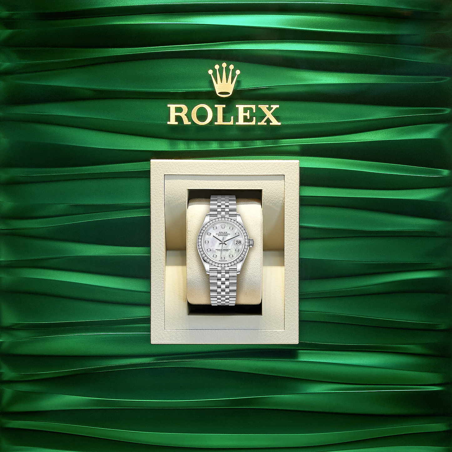 Datejust 31, Oystersteel, 18kt White Gold and diamonds, Ref# 278384RBR-0008