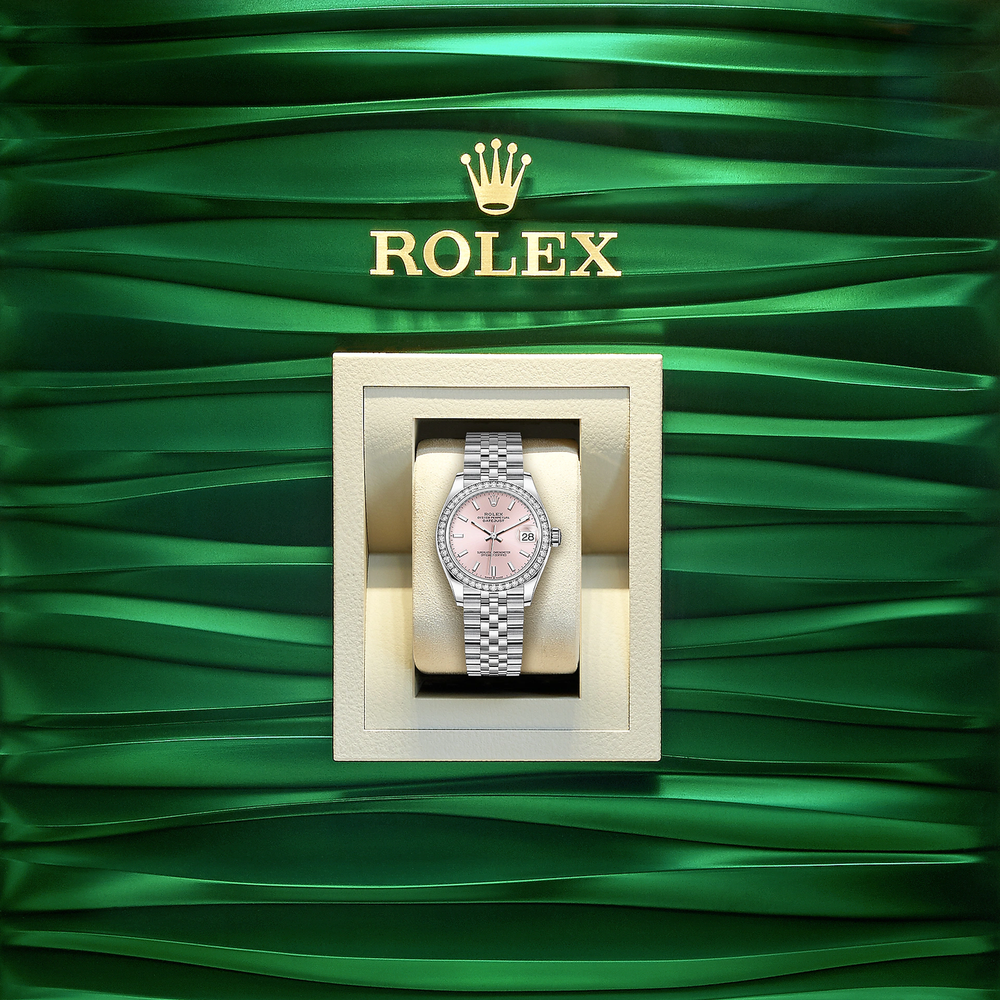 Datejust 31, Oystersteel, 18kt White Gold and diamonds, Ref# 278384RBR-0018